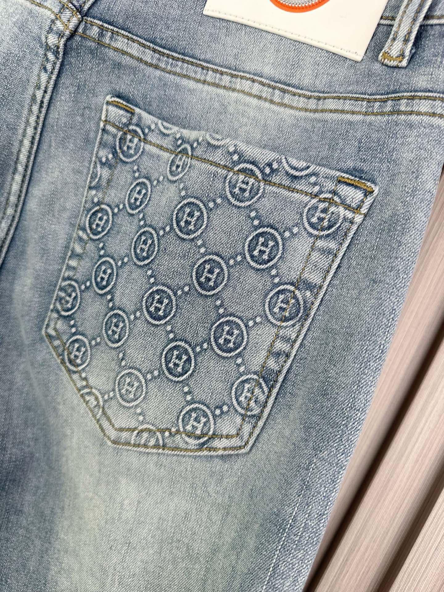 愛馬仕 男性用修身小脚牛仔裤 柔らかいカスタム生地