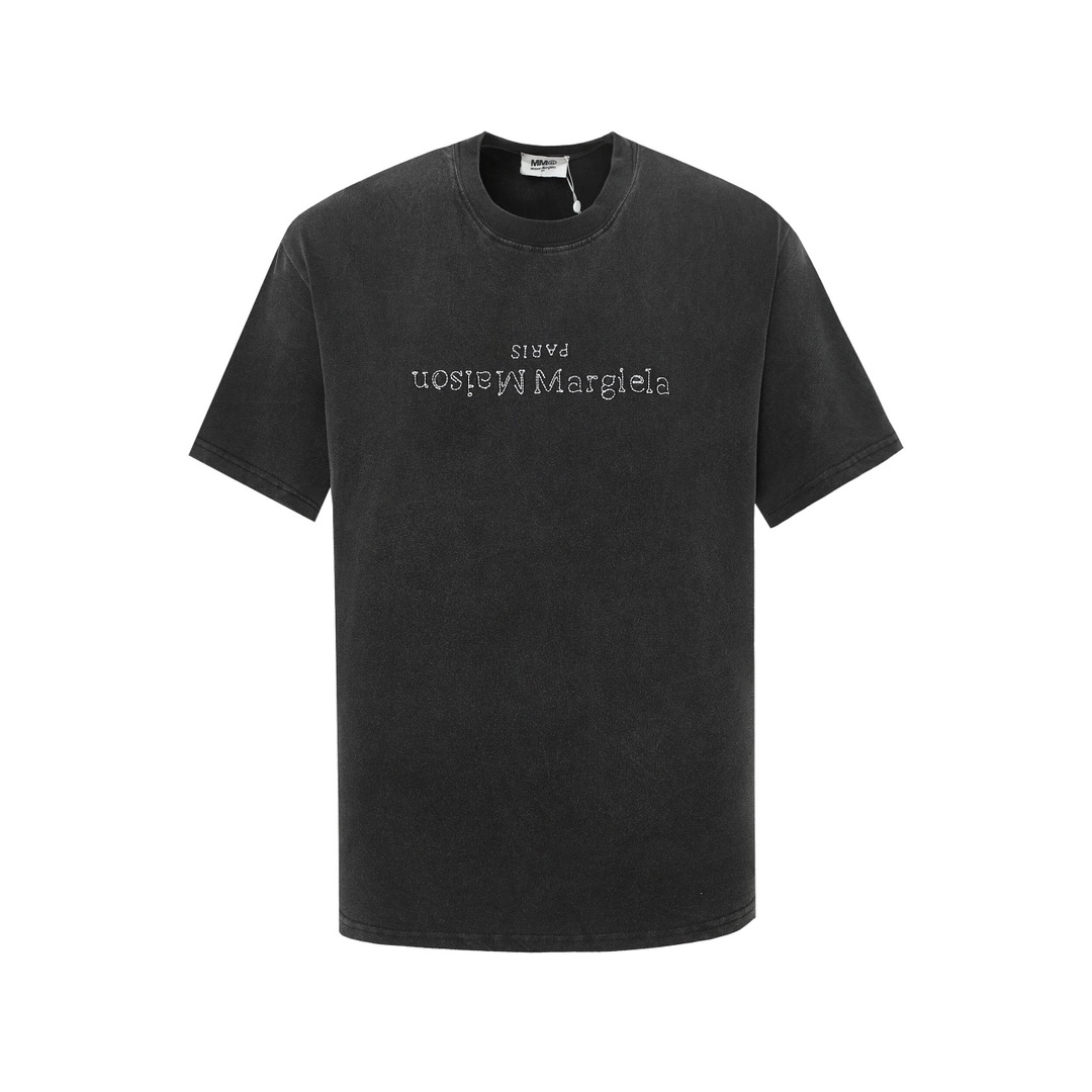 Maison Margiela, efecto lavado con sal, bordado y estampado en la parte delantera, corte holgado y casual, co…