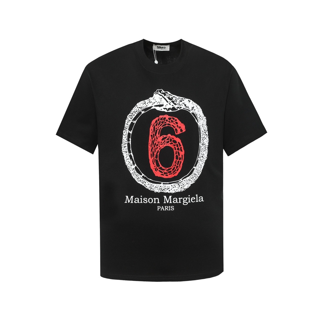 Camiseta de manga corta con estampado Kangli de letras simples de Maison Margiela MM6, serie, cómoda y transpirable, so…