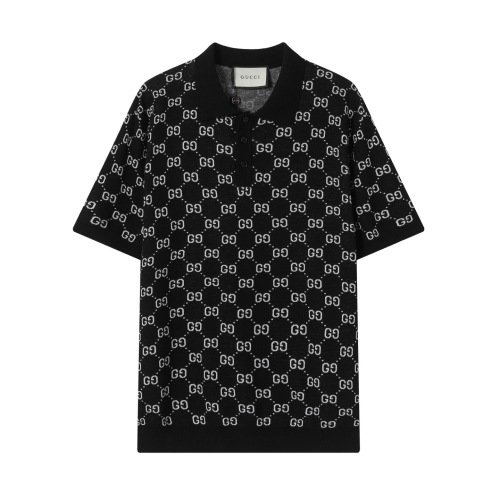 Gucci Logo Jacquard gebreide polo shirt met korte mouwen - Zwart/Wit 1 Gucci Logo Jacquard gebreide polo shirt met korte mouwen - Zwart/Wit