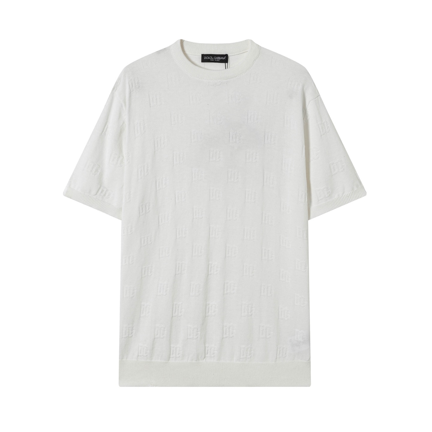 “Dolce & Gabbana Logo Knitting T-shirts in Black and White, Various Sizes Available”