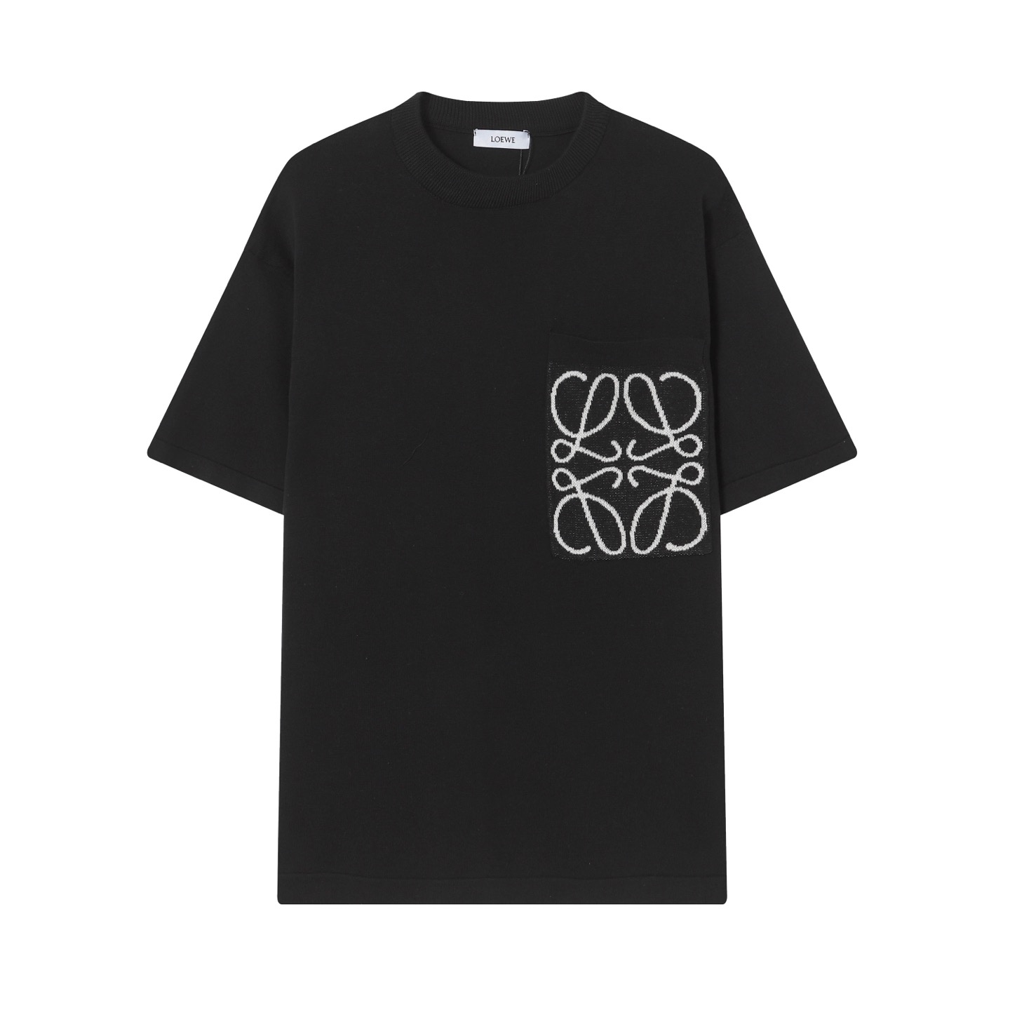 🅿️115 LOEWE Loewe modal Anagram bolsillo punto camiseta de manga corta, cuello acanalado, puños y dobladillo, bolsillo…