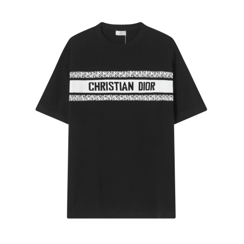 T-shirt Dior Logo Jacquard Noir et Blanc, Coupe Décontractée 1 T-shirt Dior Logo Jacquard Noir et Blanc, Coupe Décontractée