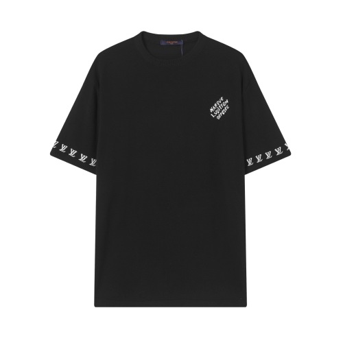 Louis Vuitton Logo Jacquard Knit Crew Neck Short Sleeve T-Shirt 1 Louis Vuitton Logo Jacquard Knit Crew Neck Short Sleeve T-Shirt