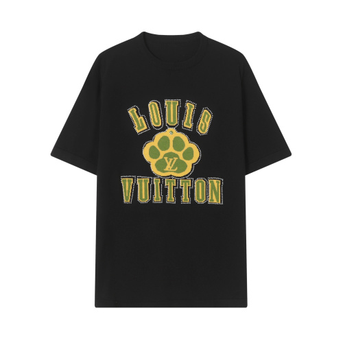 Louis Vuitton Logo Jacquard Knitted Short Sleeve T-Shirt Unisex 1 Louis Vuitton Logo Jacquard Knitted Short Sleeve T-Shirt Unisex