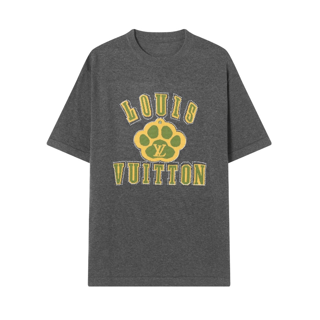 Louis Vuitton Logo Jacquard Knit Crew Neck Short Sleeve T-Shirt Unisex 3 Louis Vuitton Logo Jacquard Knit Crew Neck Short Sleeve T-Shirt Unisex