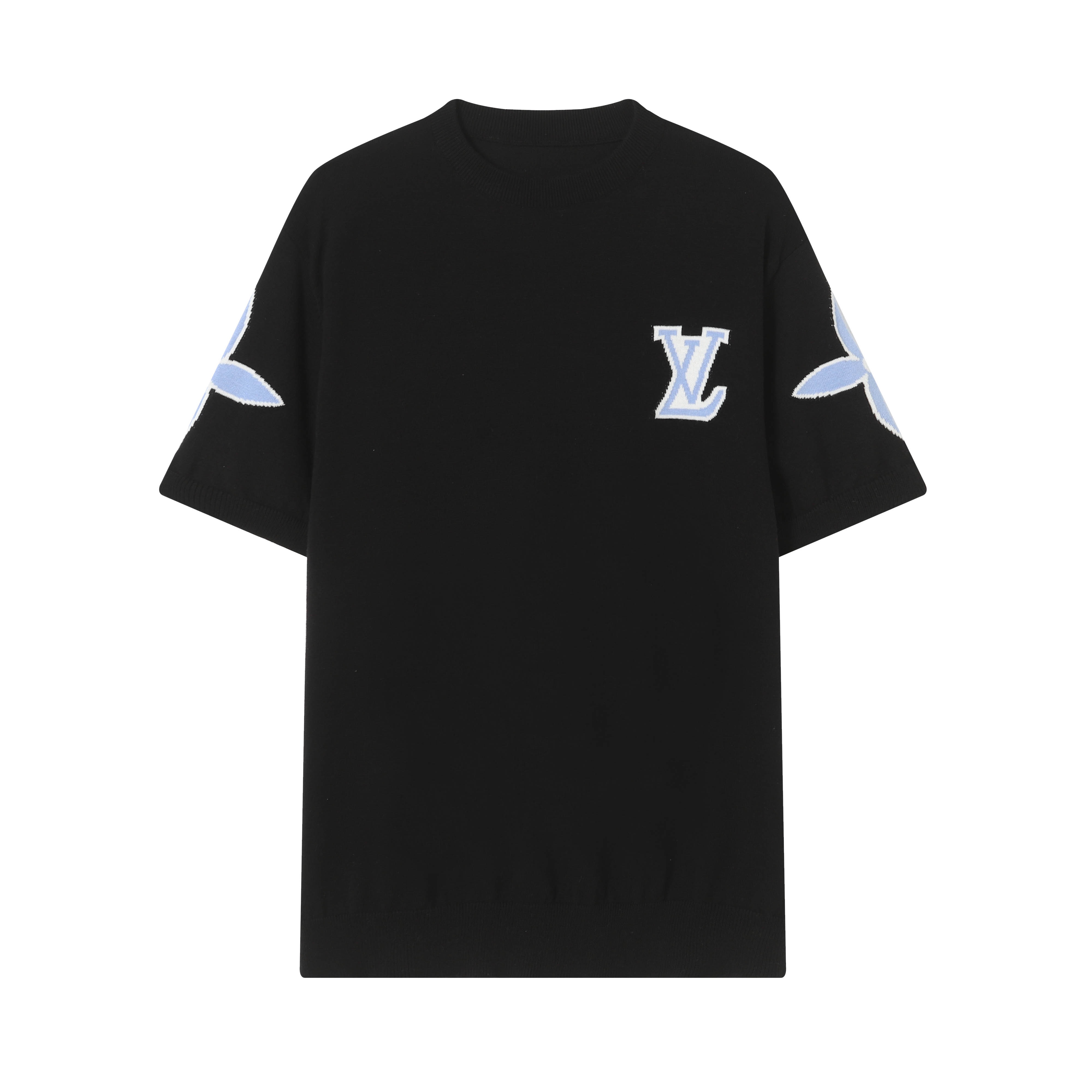 Louis Vuitton Louisville Logo Knitted Crotch T-Shirt in Dark Gray, Black, White. - 图片 1
