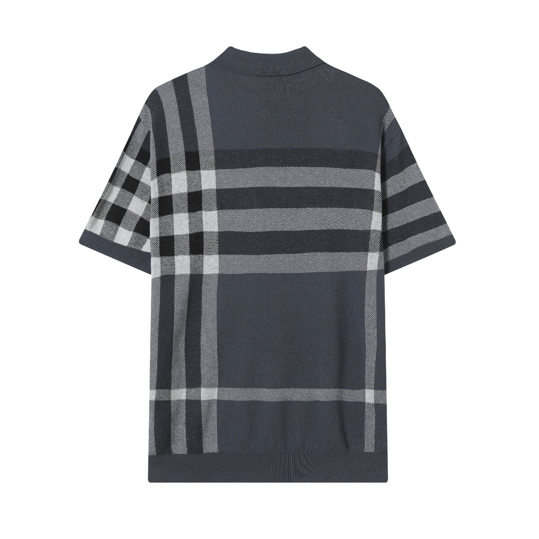 Burberry Round-the-Polo Knit T-Shirts in Coffee Grey, Sizes XS-L, CQ 9821# - 图片 2