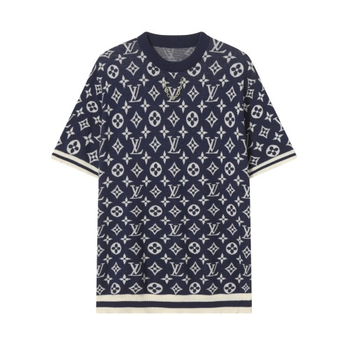 Louis Vuitton Jacquard Knit Short Sleeve T-Shirt with Zipper Detail 1 Louis Vuitton Jacquard Knit Short Sleeve T-Shirt with Zipper Detail