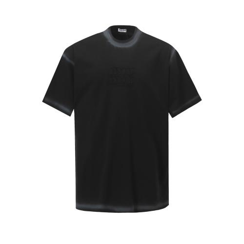 Miu Miu Black Spray-Paint Logo T-Shirt, Relaxed Fit, Unisex Design