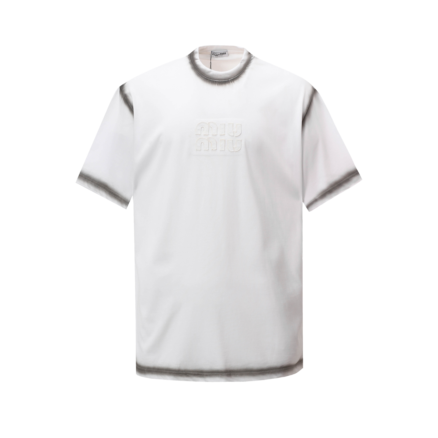 Miu Miu 25SS Logo Patch T-Shirt, Embroidered Cotton Tee, Unisex Style 2 i1741012113644 2193 0 0