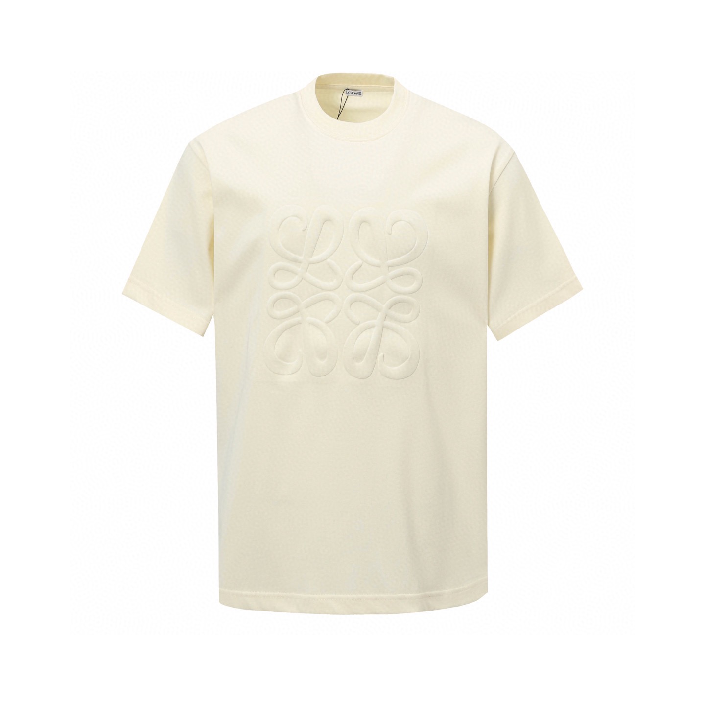 P100@ LOEWE Nueva camiseta de manga corta con técnica de gofrado en el frente, tela de algodón peinado de alta densidad…