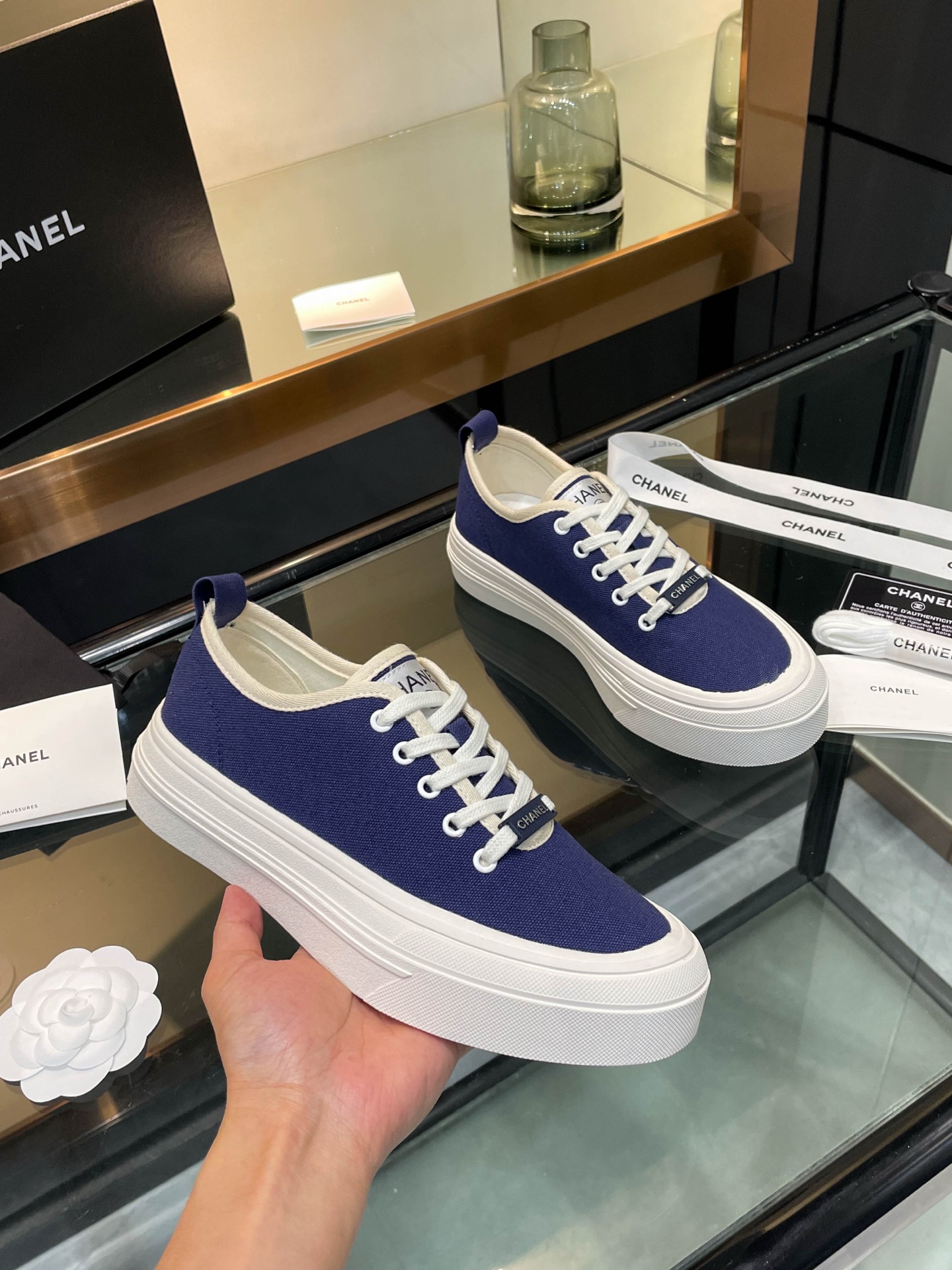 Chanel 2025SS Canvas Platform Sneakers - Stylish & Comfortable