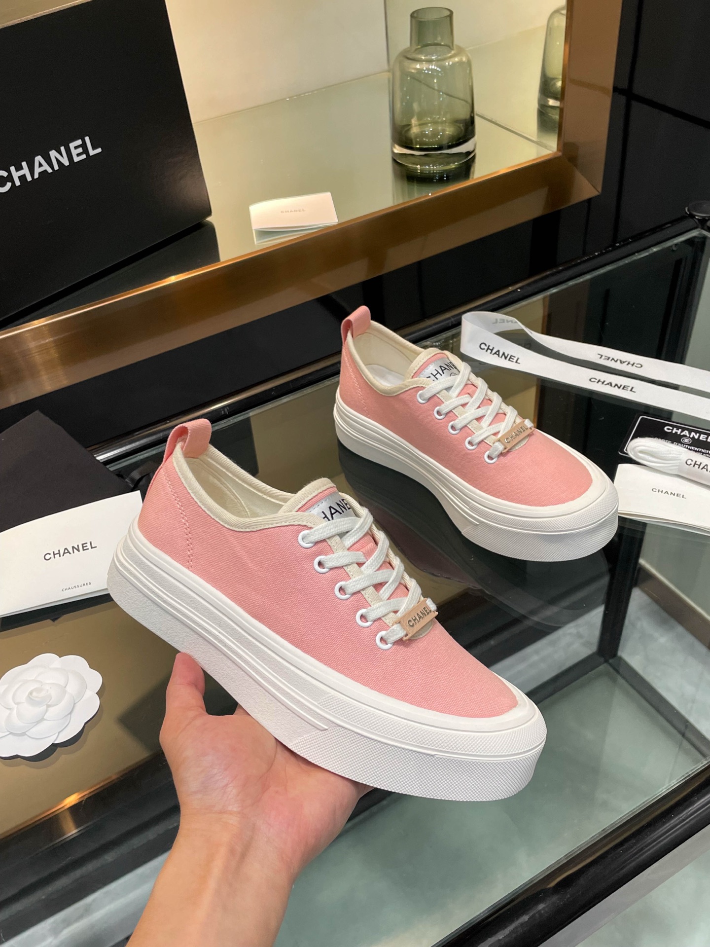Chanel 2025SS Pink Canvas Platform Sneakers - Chic & Comfortable 2 i1740924837653 3797 0 7