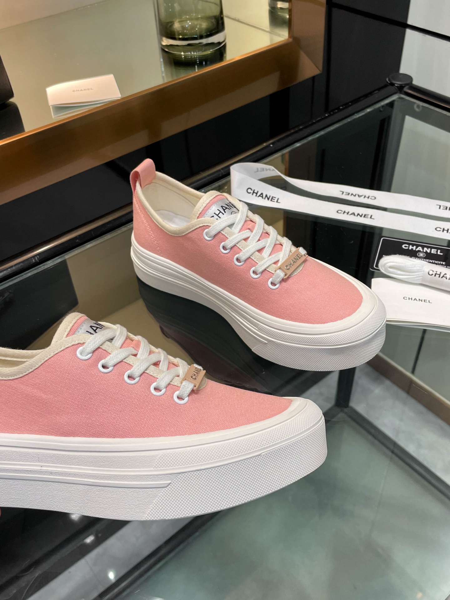 Chanel 2025SS Pink Canvas Platform Sneakers - Chic & Comfortable 6 i1740924854784 7156 0 3