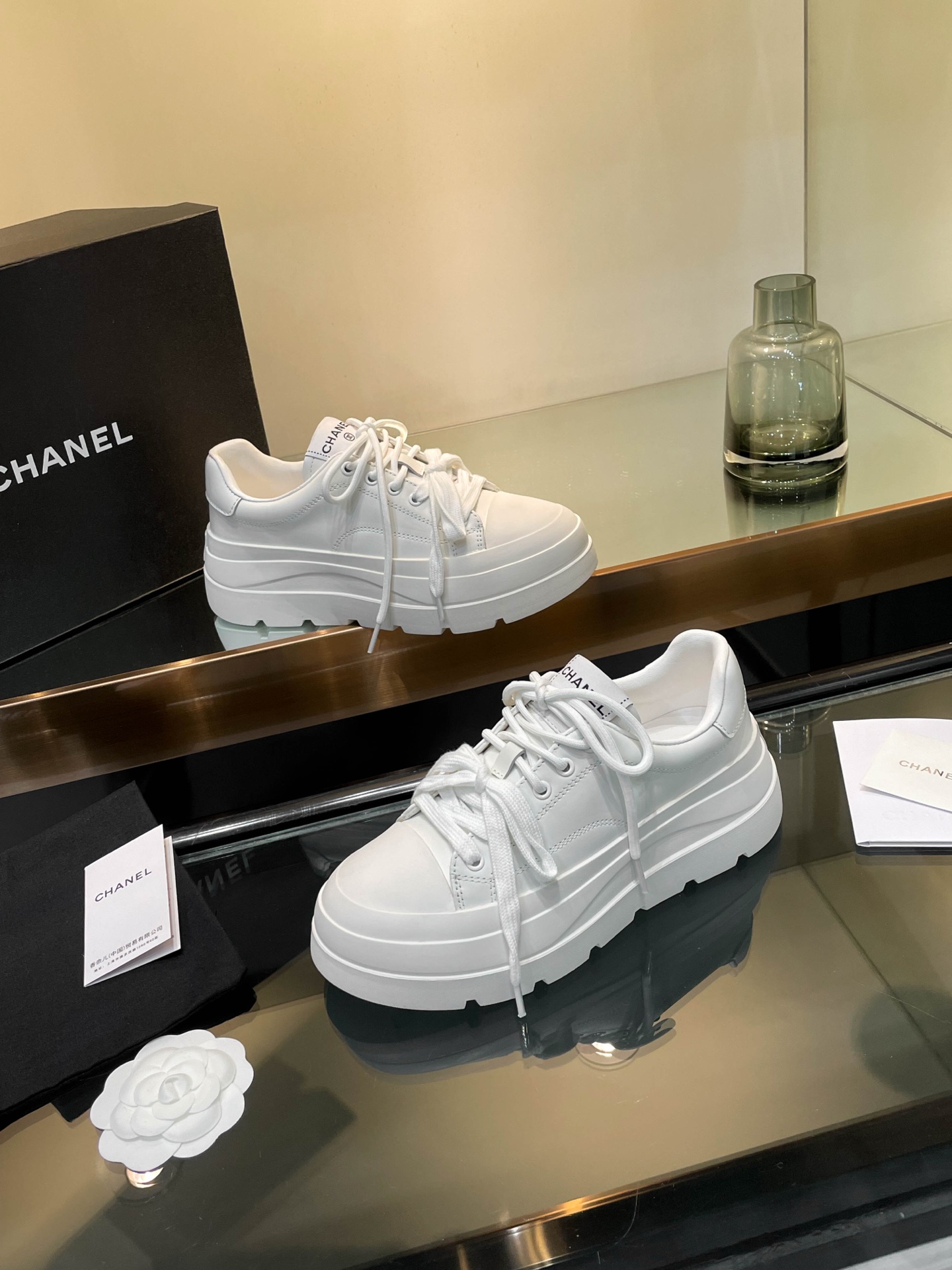 Chanel 25S White Leather Sneakers with Pearl Embellishments, Women's Shoes 8 i1742242088013 1448 0 5