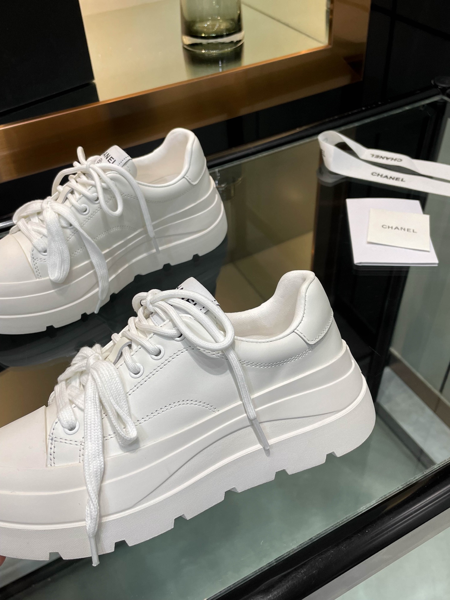 Chanel 25S White Leather Sneakers with Pearl Embellishments, Women's Shoes 7 i1742242088044 8784 0 4