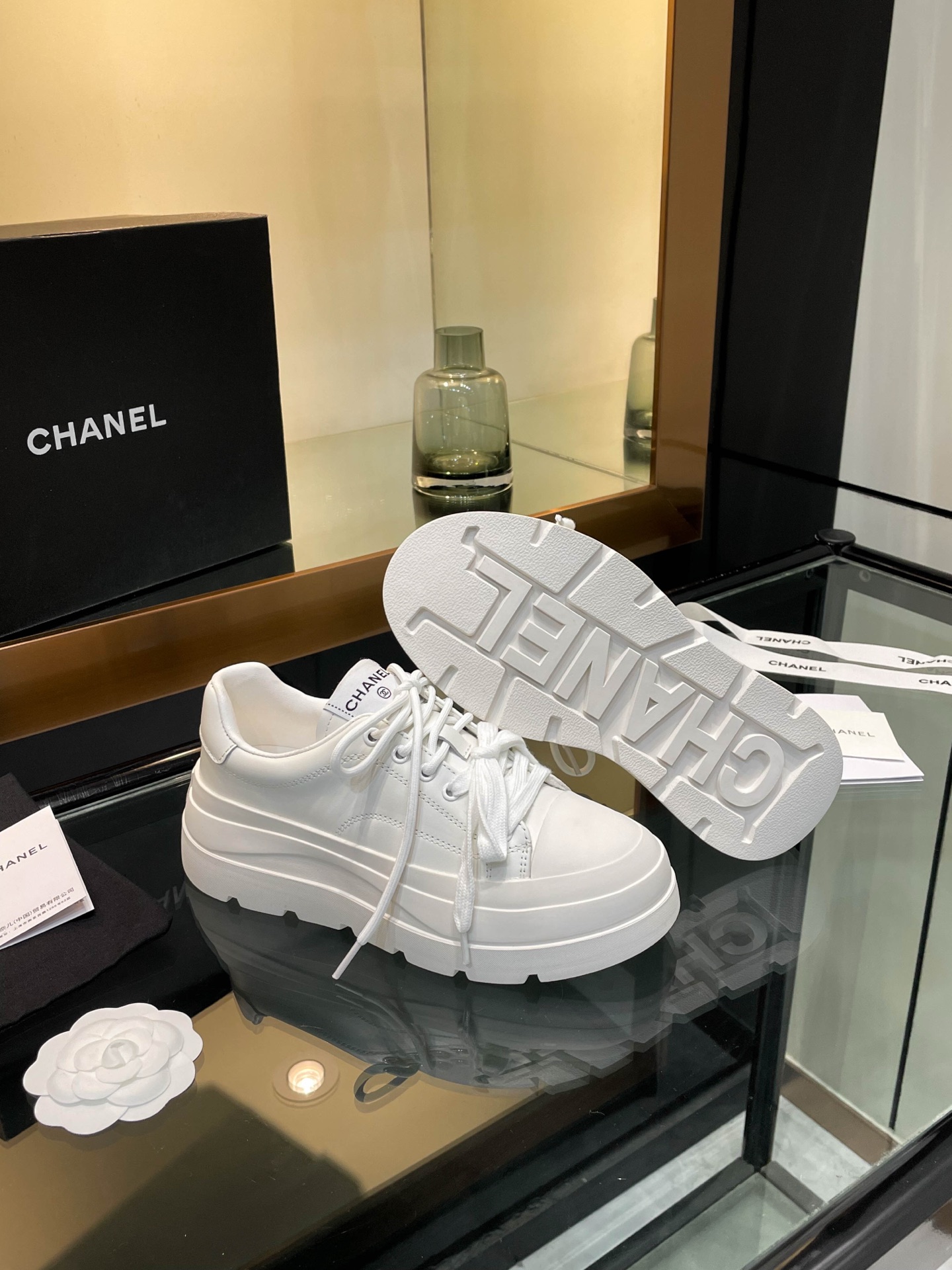 Chanel 25S White Leather Sneakers with Pearl Embellishments, Women's Shoes 10 i1742242088052 2099 0 8