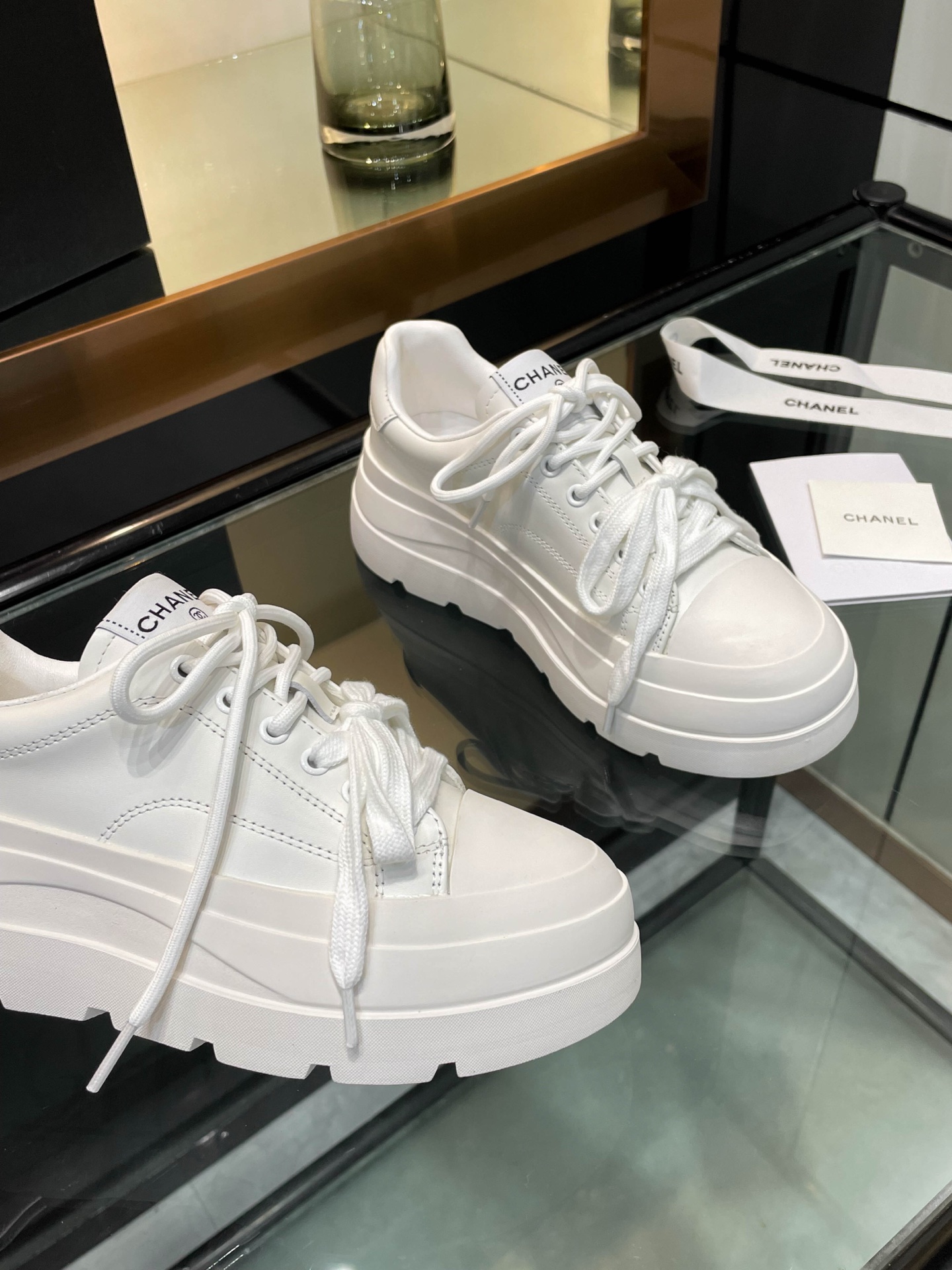 Chanel 25S White Leather Sneakers with Pearl Embellishments, Women's Shoes 9 i1742242090370 2893 0 7