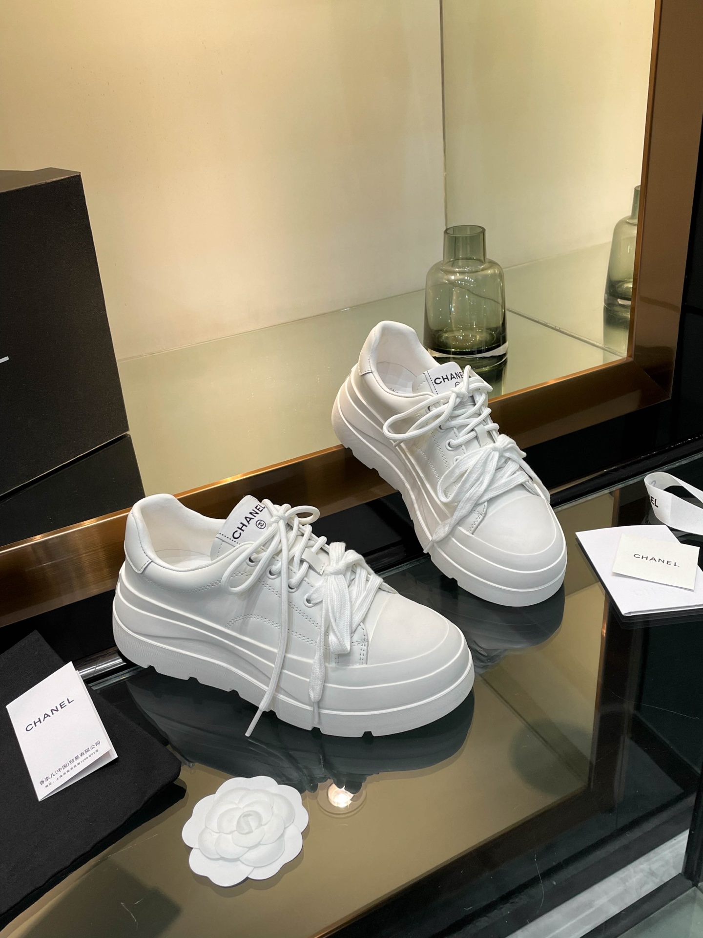 Chanel 25S White Leather Sneakers with Pearl Embellishments, Women's Shoes 5 i1742242090389 7674 0 2