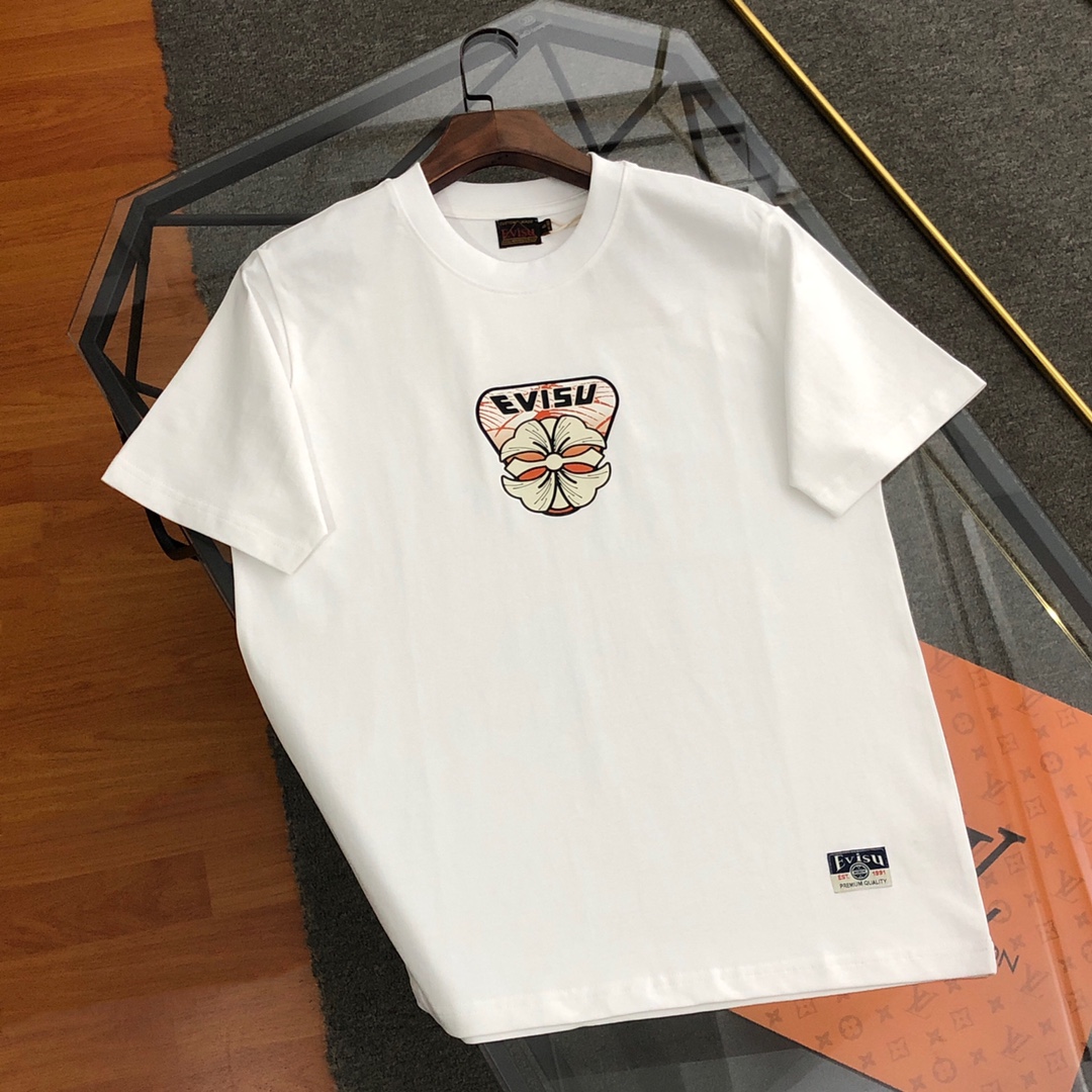 Evisu Kleding T-Shirt Wit Mannen Lente/Zomercollectie Korte mouw