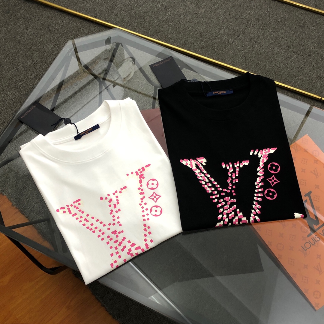 Louis Vuitton Kleding T-Shirt Afdrukken Lente/Zomercollectie Korte mouw