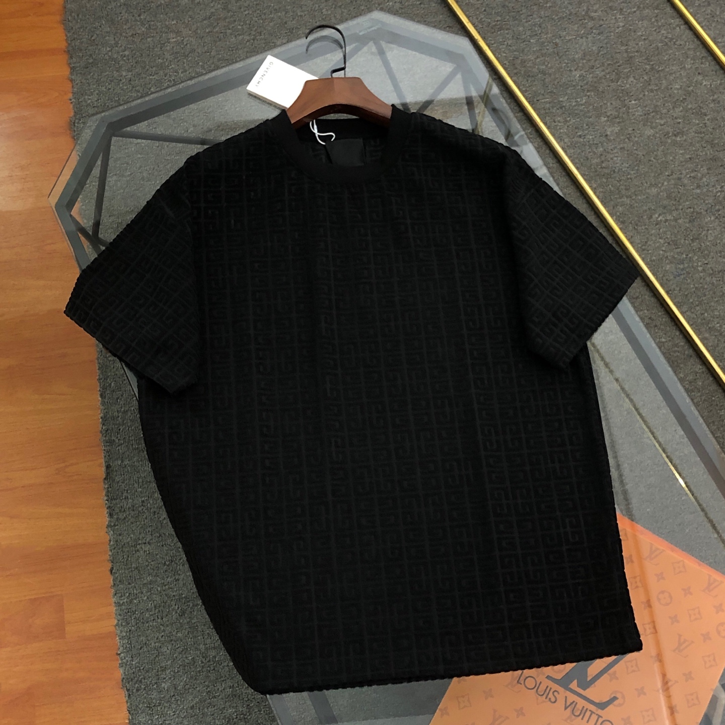 P85 GIVENCHY Givenchy 2025 primavera y verano nueva camiseta de manga corta con toalla jacquard con estampado oscuro ⚠T…