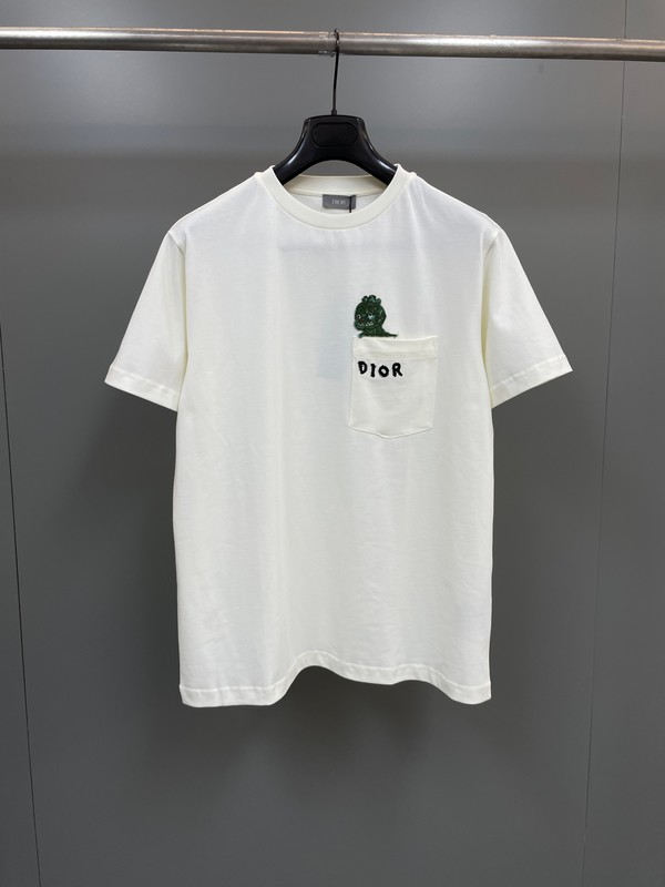 Dior Buy Clothing T-Shirt Embroidery Unisex Cotton Spring/Summer Collection Short Sleeve