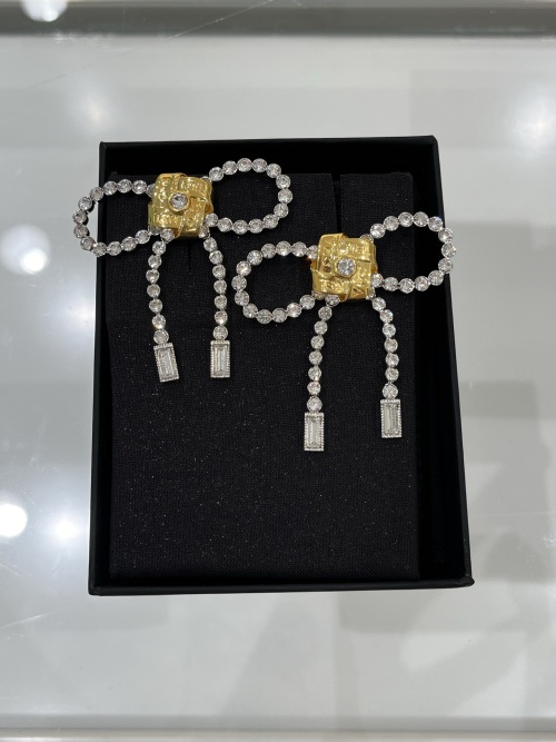 Chanell Gold & Silver Bowknot Crystal Rhinestone Dangle Earrings 1 Chanell Gold & Silver Bowknot Crystal Rhinestone Dangle Earrings