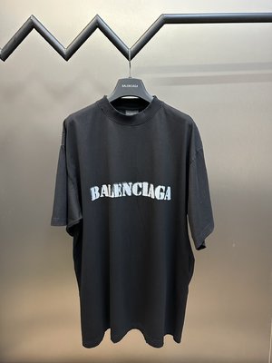 Balenciaga Clothing T-Shirt Grey White Printing Short Sleeve