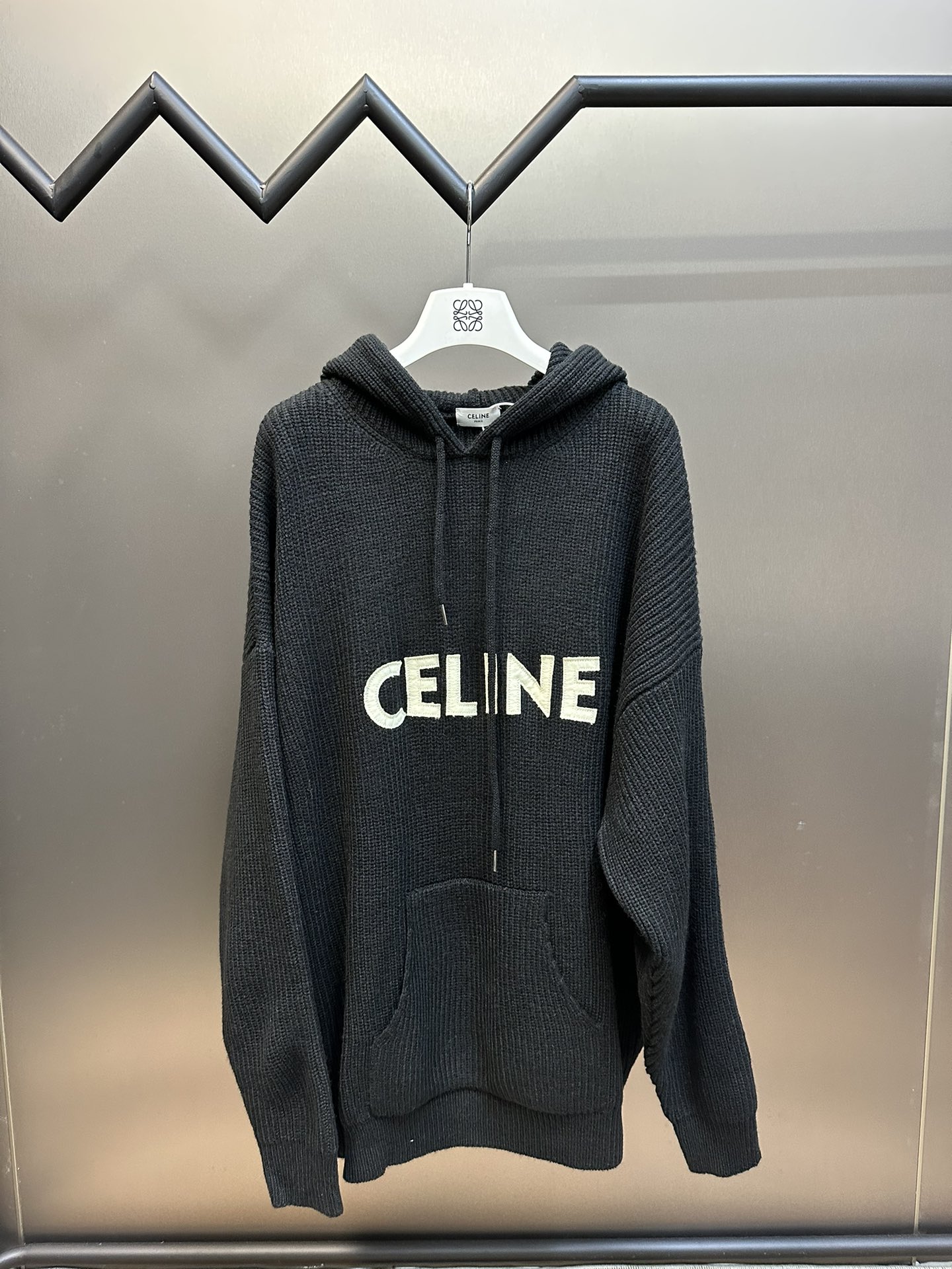 Celine Clothing Knit Sweater Sweatshirts White Cotton Knitting Wool Hooded Top