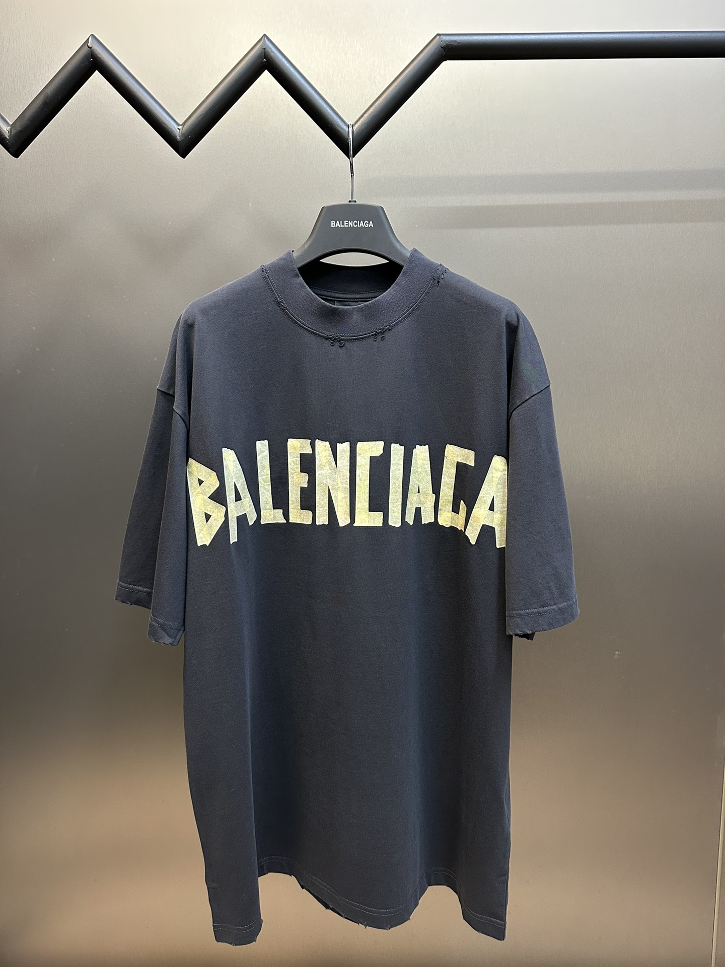 Balenciaga Clothing T-Shirt Black Grey Yellow Printing Combed Cotton Short Sleeve