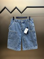 Dior Clothing Jeans Shorts Blue Embroidery Cotton Fashion Casual