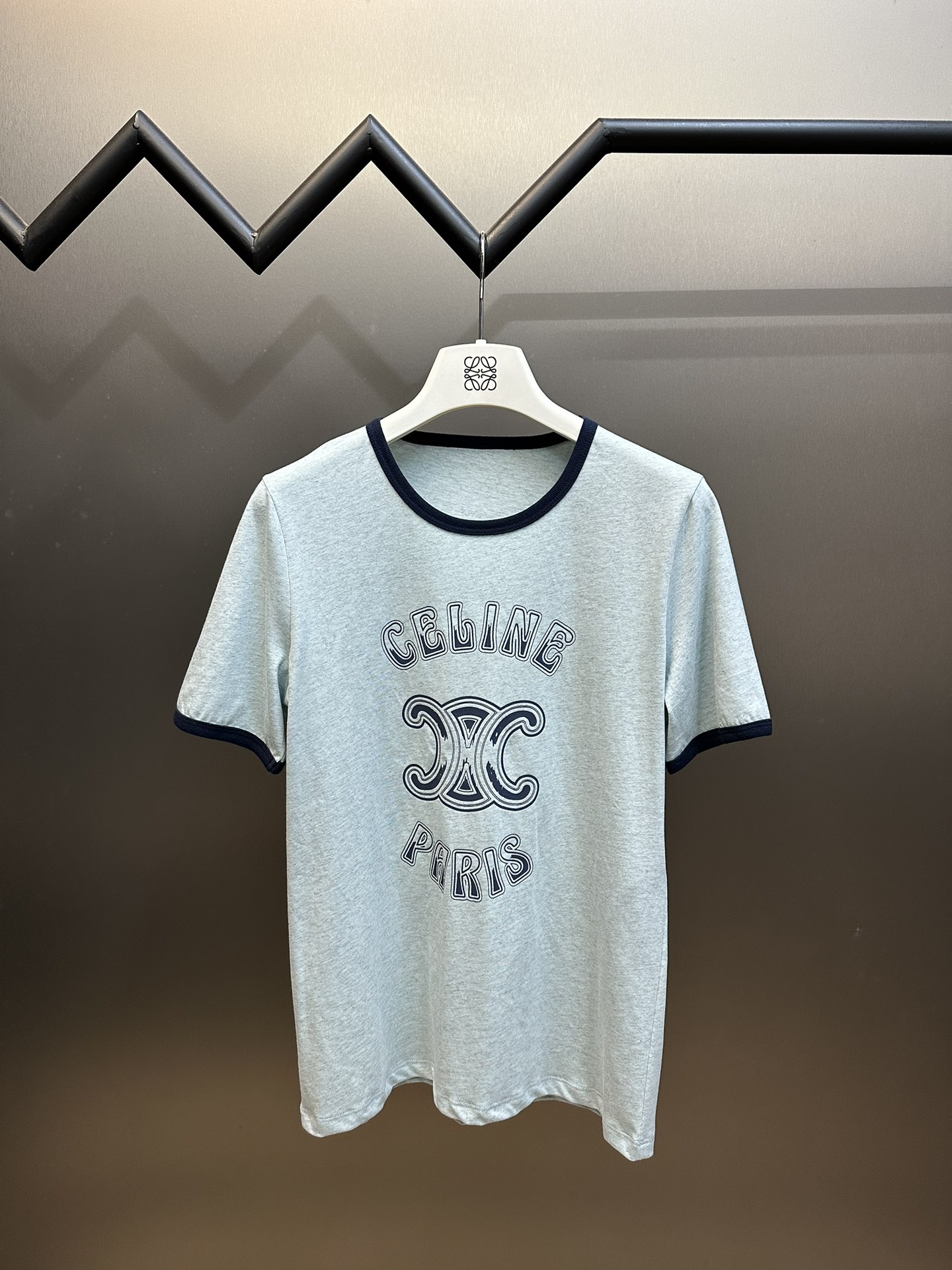 Celine Ropa Camiseta Azul Impresión Colección de verano Manga corta