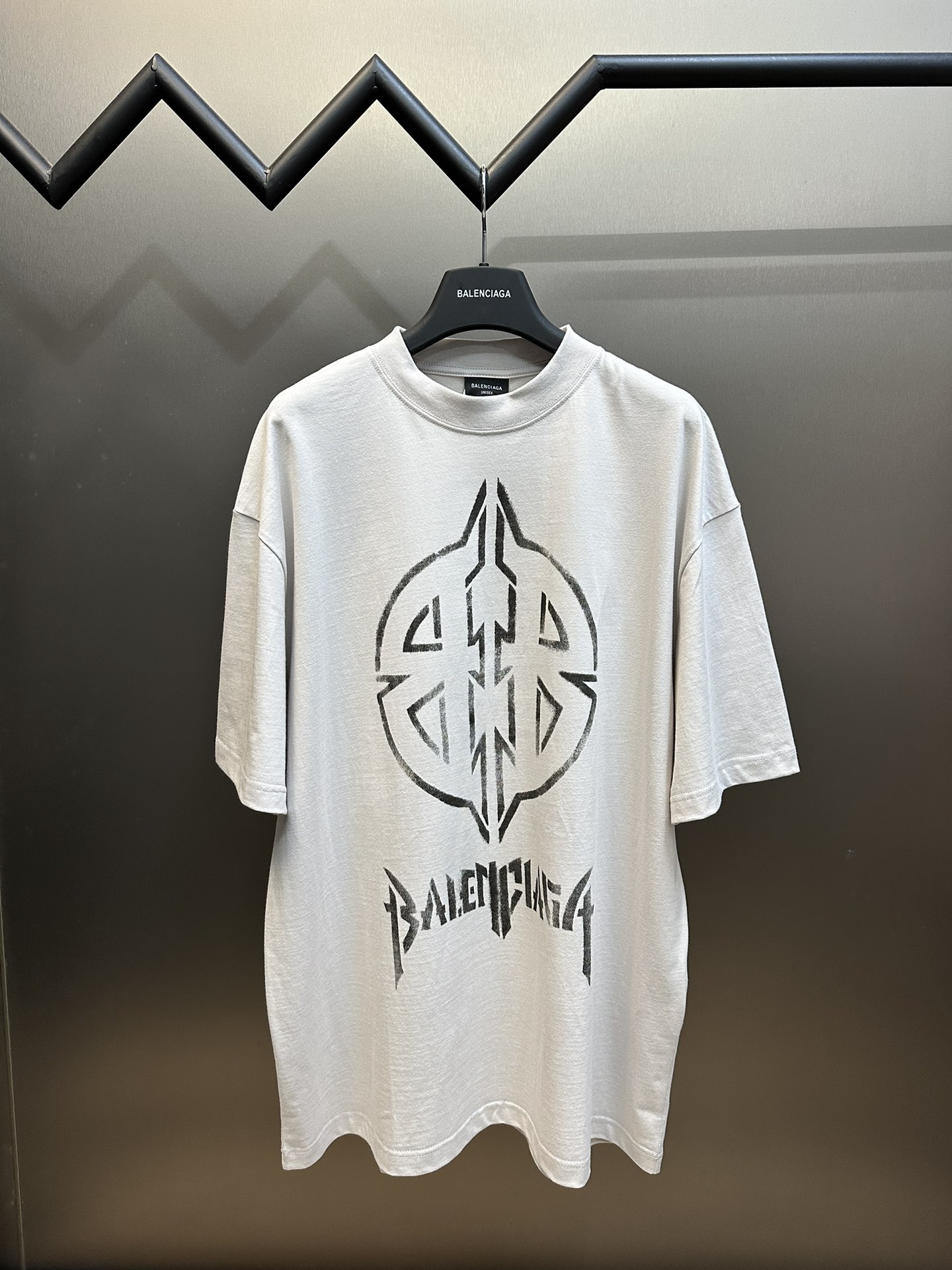 Balenciaga Ropa Camiseta Negro Graffiti Morado Impresión Algodón Manga corta