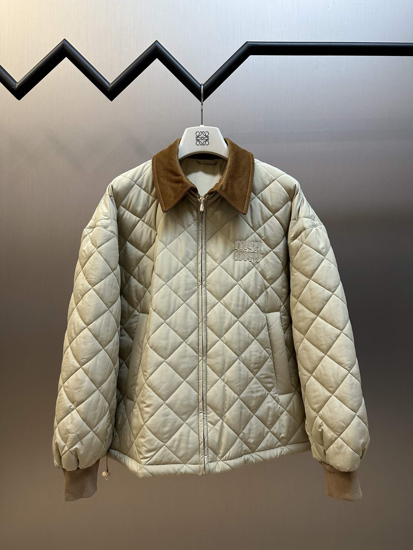 Chaqueta acolchada de rombos con cuello miumiu talla: s, m, l