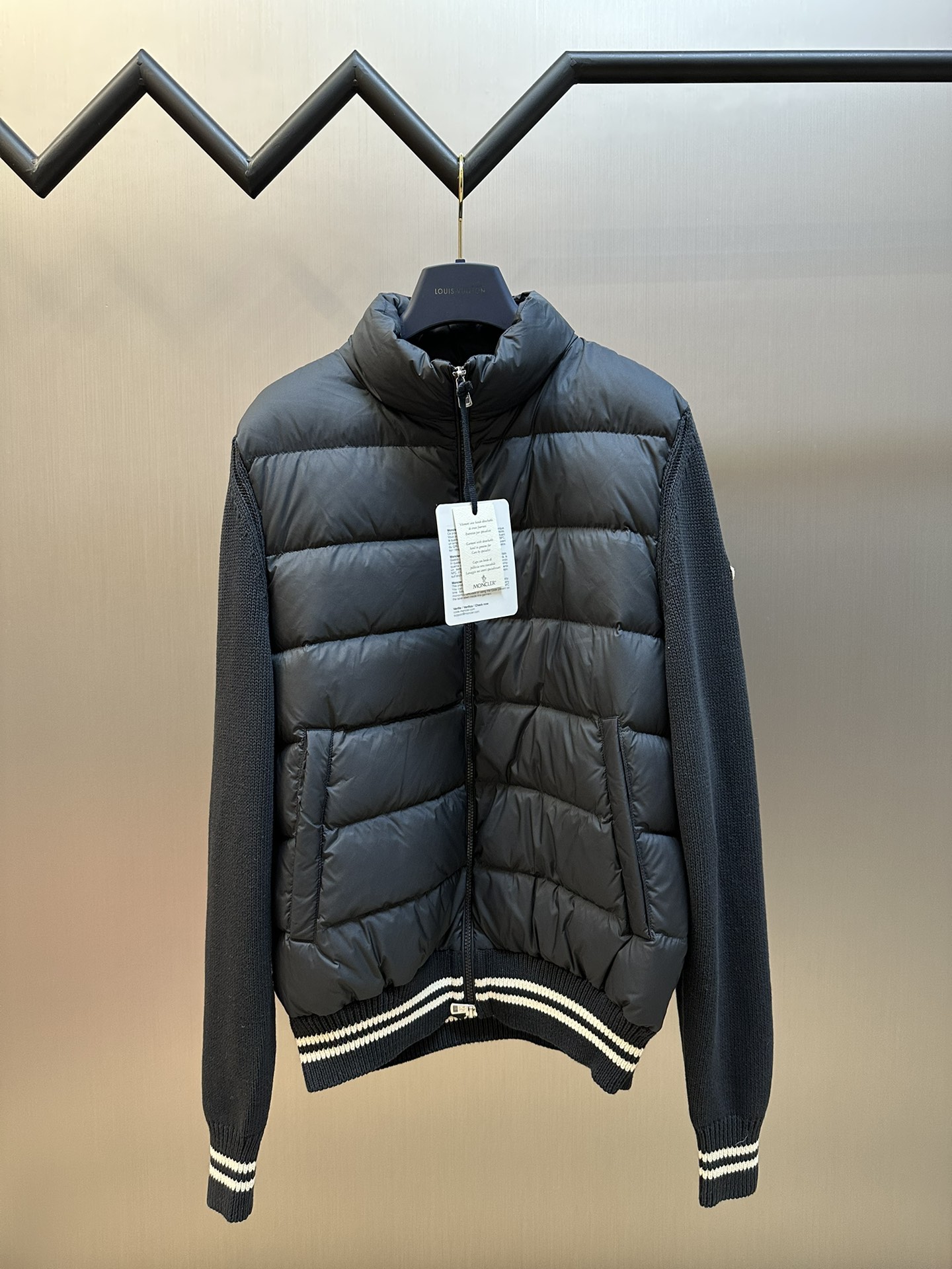 Moncler Clothing Down Jacket Sweatshirts White Splicing Cashmere Goose Down Wool Fashion