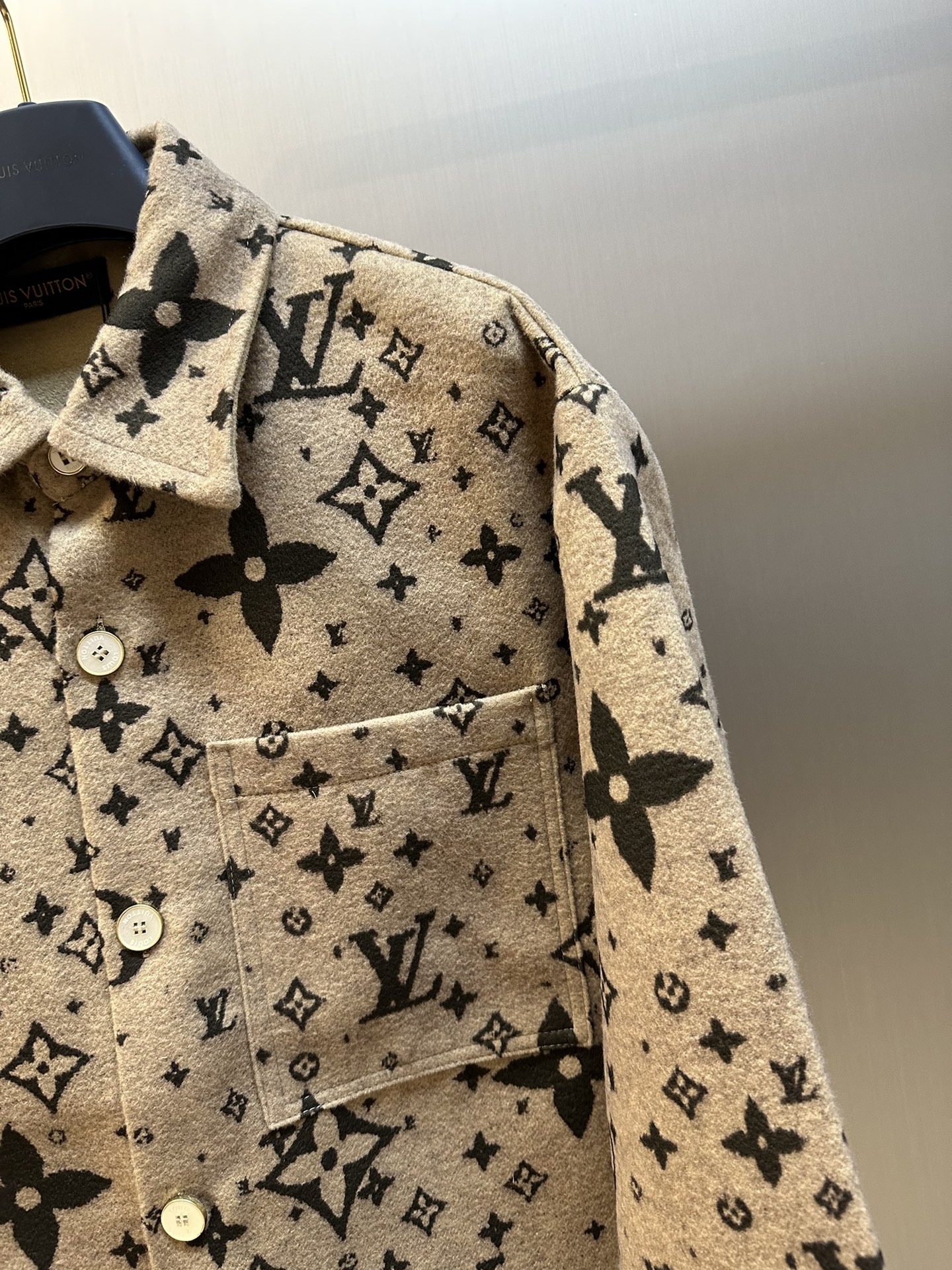 Lv 提花羊毛翻领外套 3