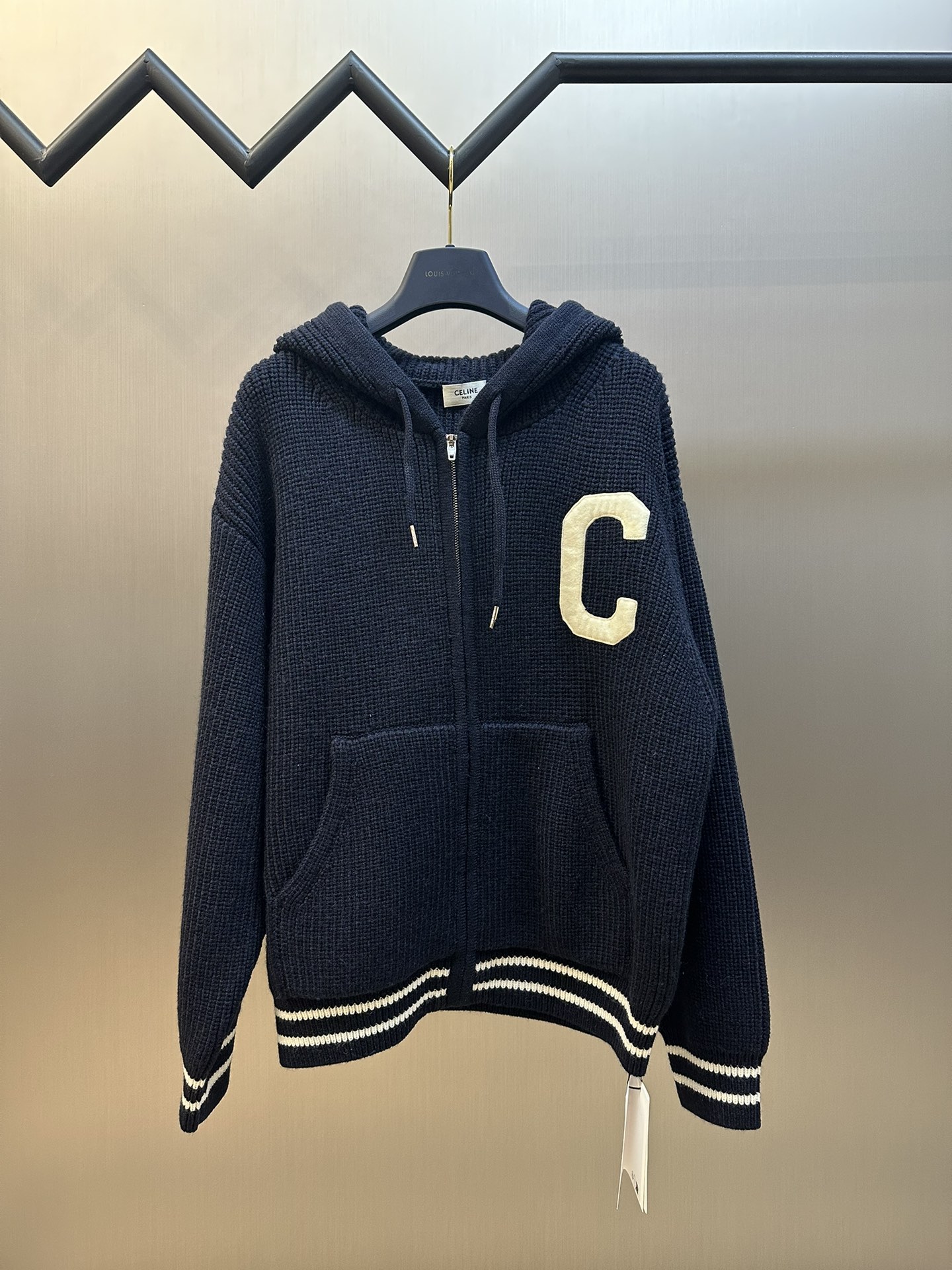 Céline Chaqueta de punto con cremallera y parche de burbuja Tallas: xs s m l