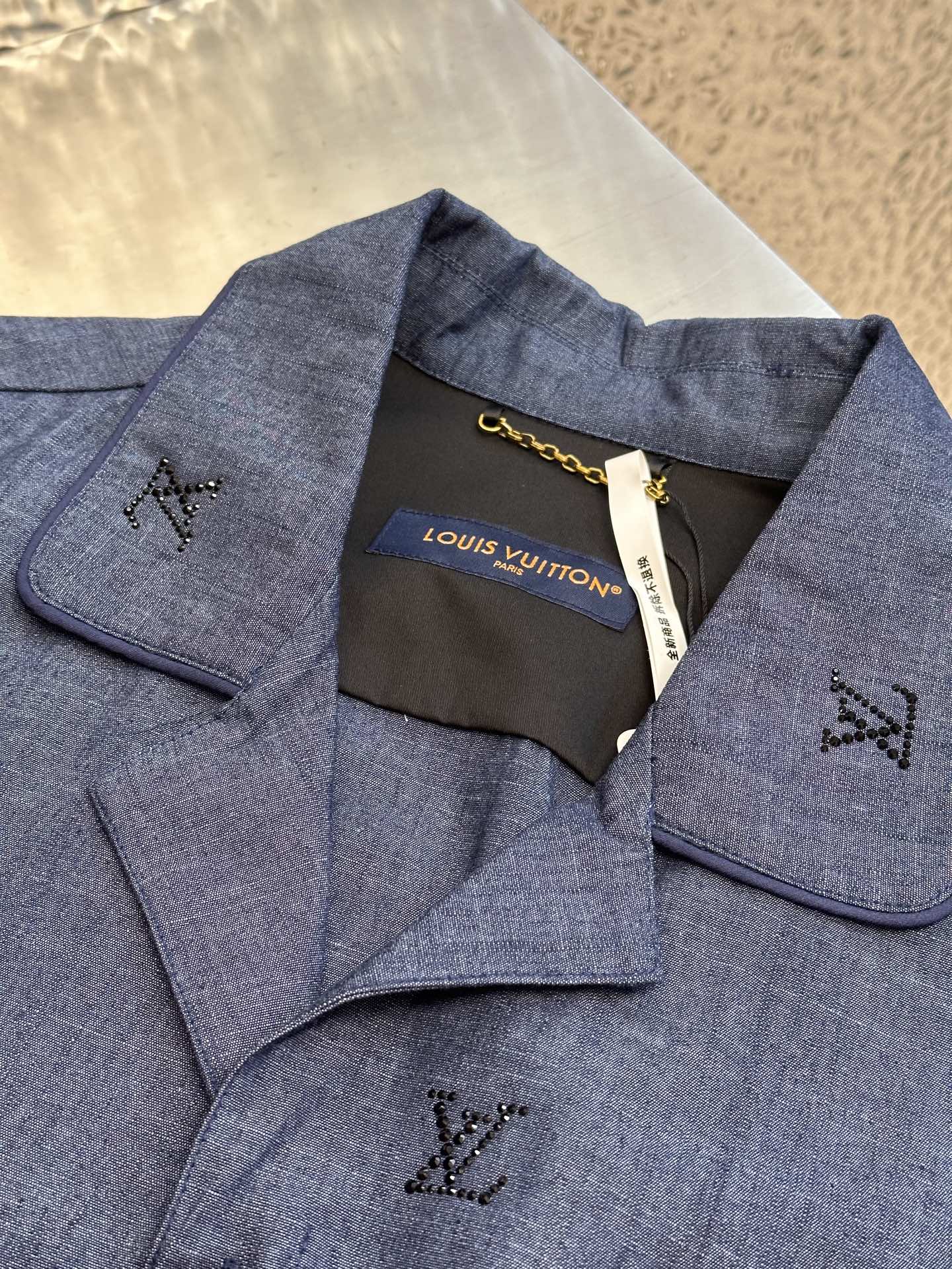Louis Vuitton Denim Pajama Style Jacket with Rhinestone Embellishments 5 i1743915859661 140 0 4