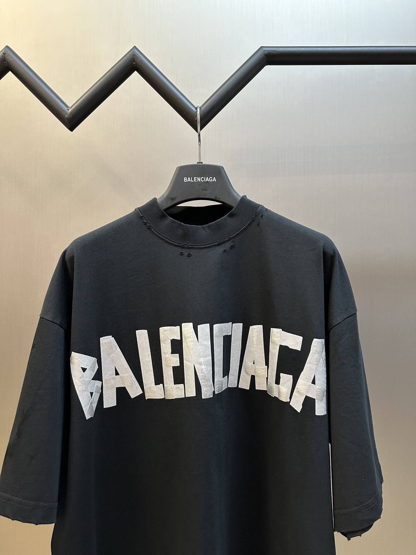 Balenciaga Distressed Logo T-Shirt - Grey Black Cotton Short Sleeve Tee 3 i1743916186922 6161 0 1