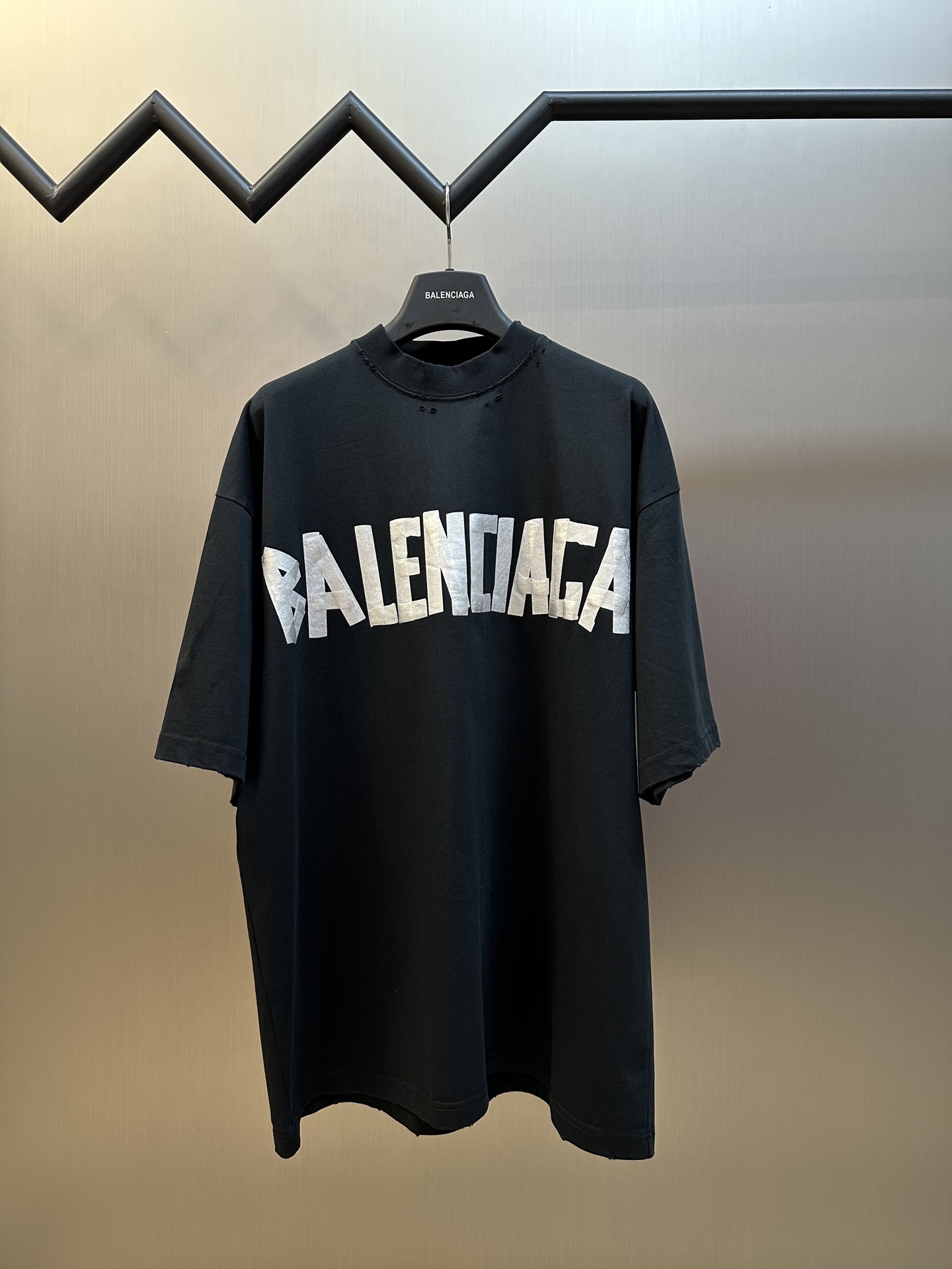 Balenciaga Distressed Logo T-Shirt - Grey Black Cotton Short Sleeve Tee 2 i1743916187528 436 0 0