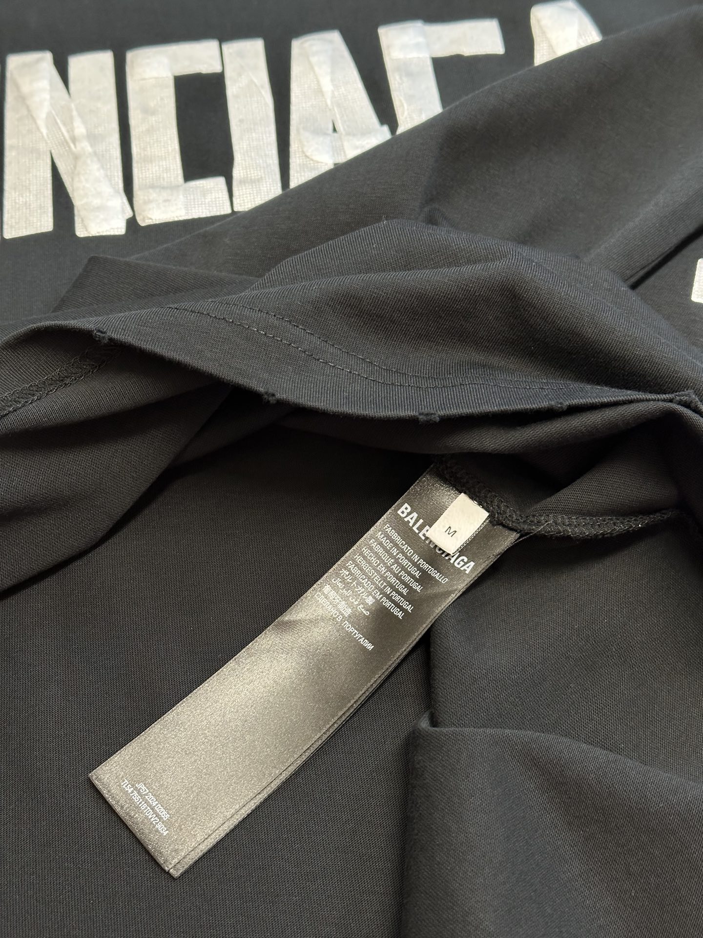 Balenciaga Distressed Logo T-Shirt - Grey Black Cotton Short Sleeve Tee 8 i1743916187609 3314 0 6
