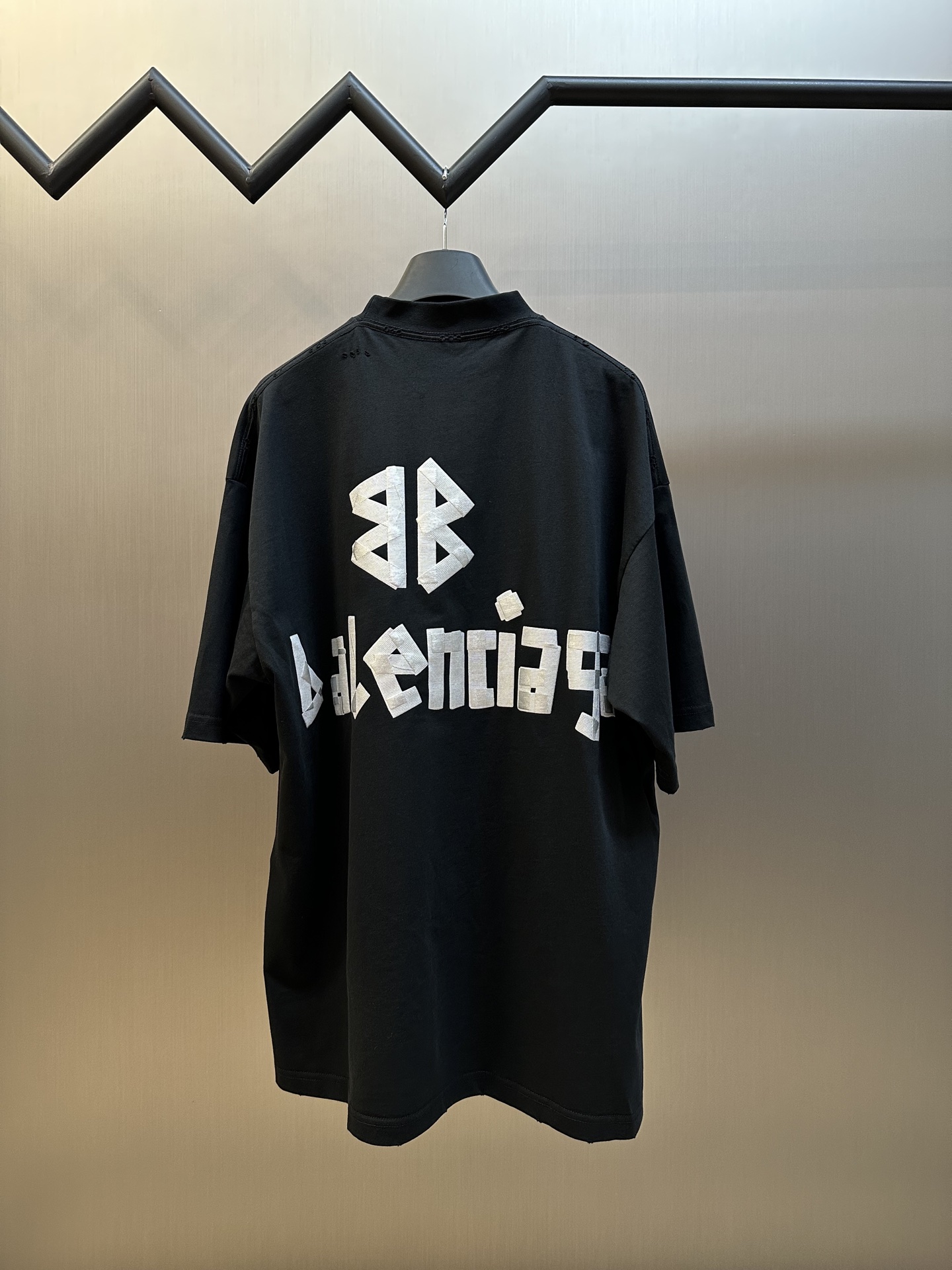 Balenciaga Distressed Logo T-Shirt - Grey Black Cotton Short Sleeve Tee 5 i1743916189723 3442 0 3