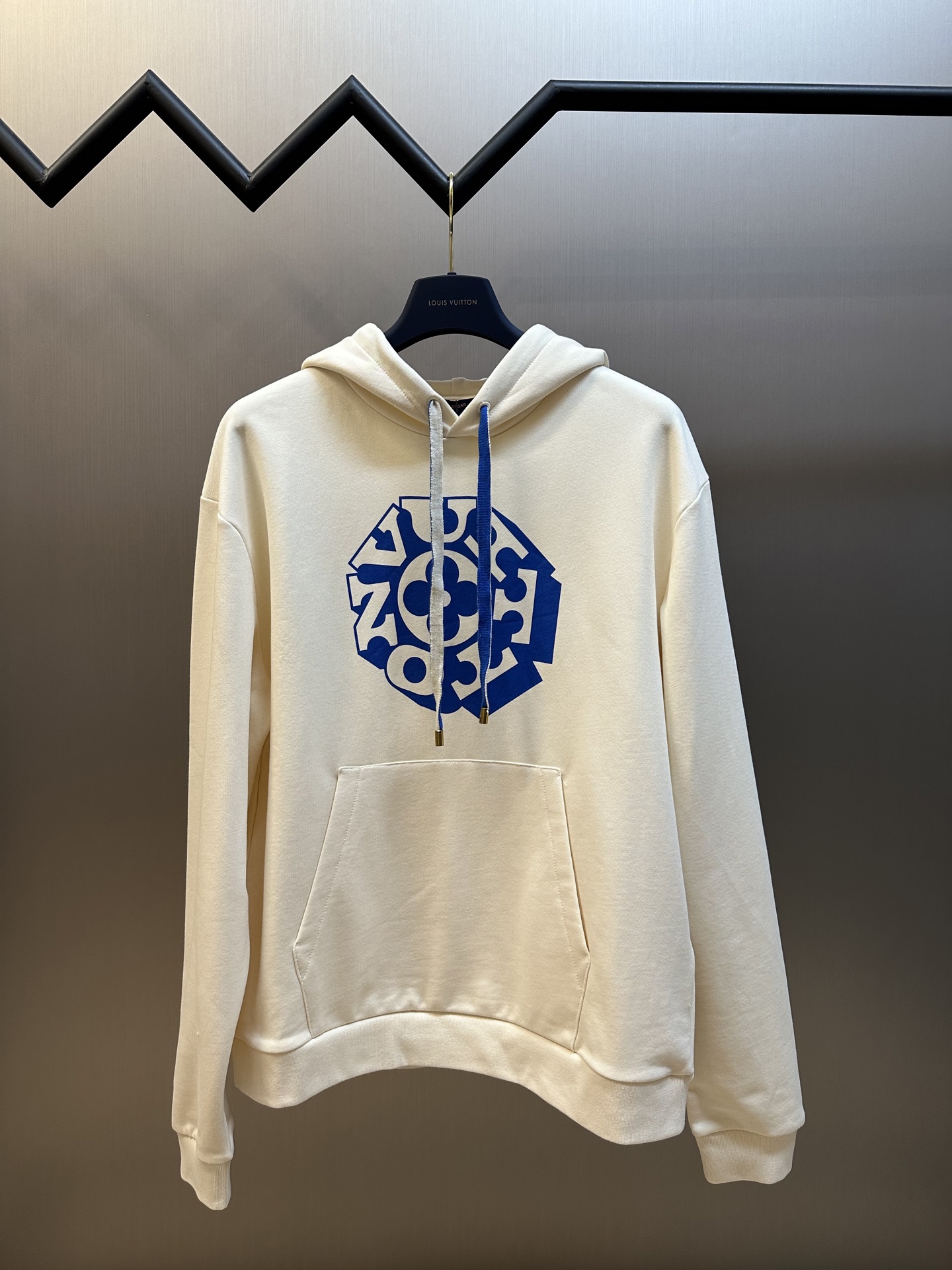 LV x Nigo Blue Floral Print Hoodie Double Yarn Fleece Sweatshirt