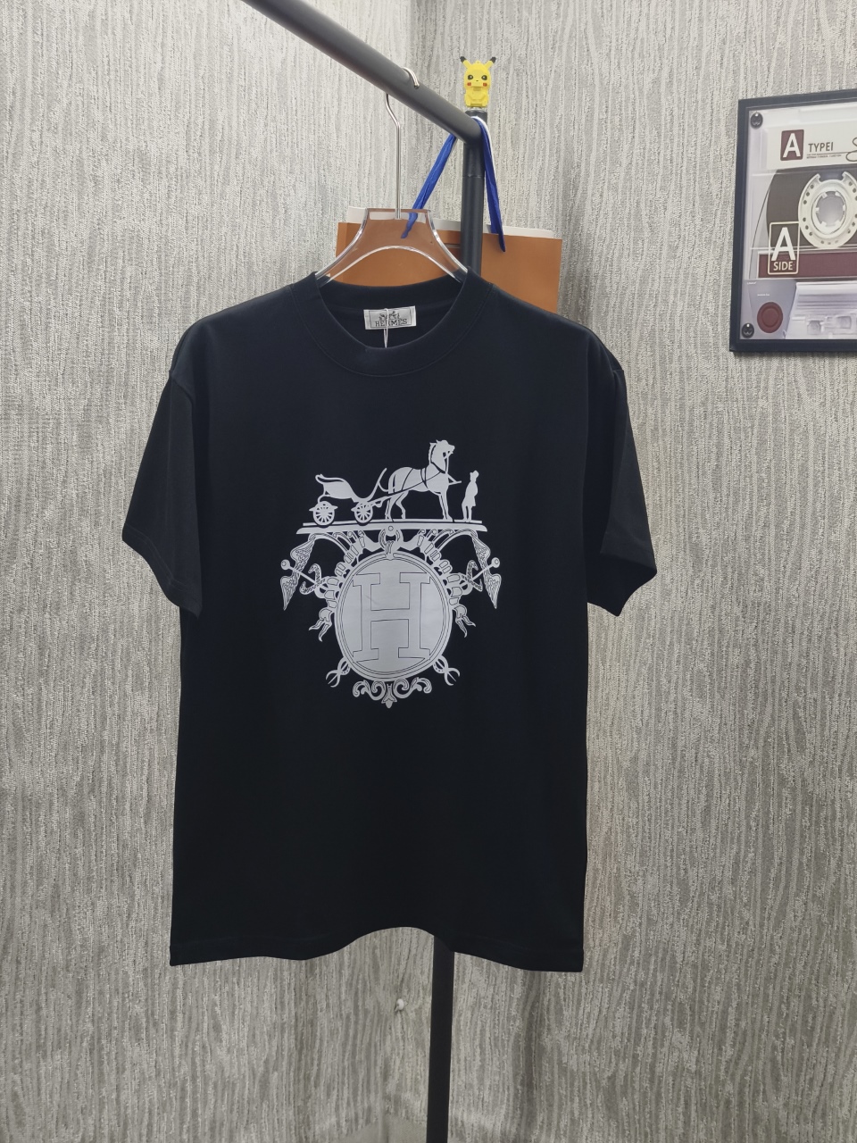 P80🌈🌈 Versión alta Hermes/爱马仕 Camiseta de manga corta con logo estampado, nueva temporada primavera/verano - [Tejido …