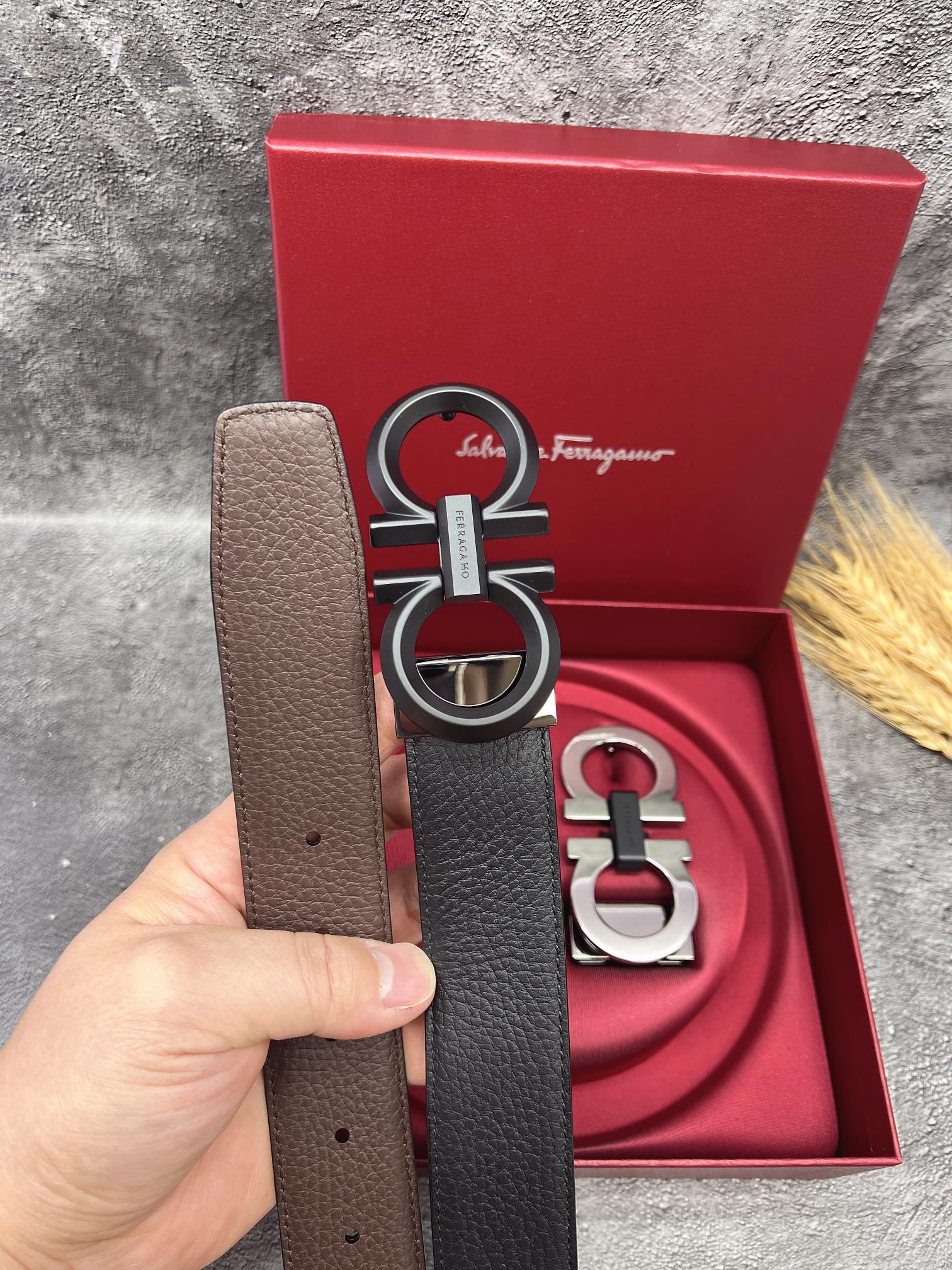 FERRAGAMO菲拉格慕双扣系列官网同款早秋新品宽度:3.5CM代购品质双扣可以互相使用带身双面进口小