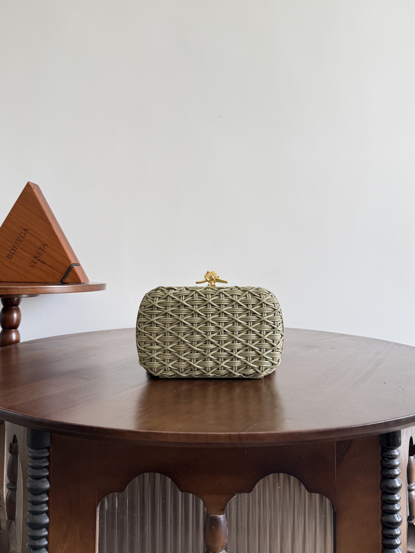 Bottega Veneta Gold Lattice Box Clutch