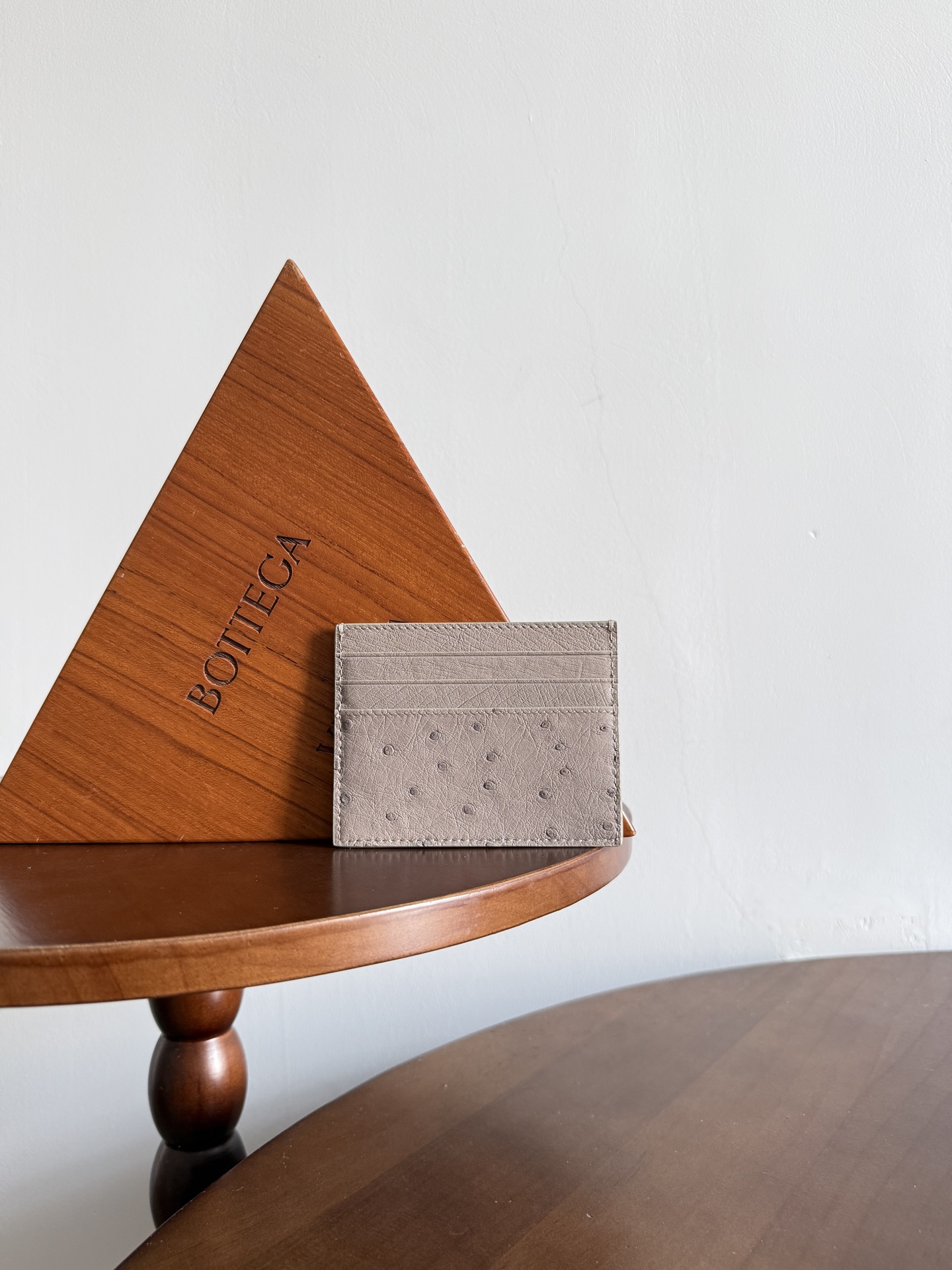Bottega Veneta Taupe Perforated Card Holder