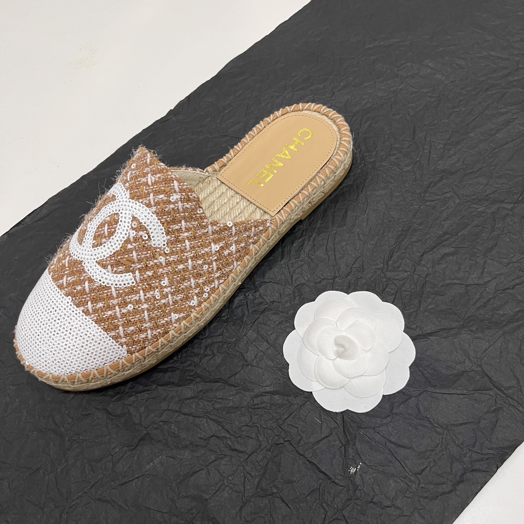 Chanel Shoes Espadrilles Half Slippers High Quality Replica Designer
 Hemp Rope Rubber Sheepskin Silk